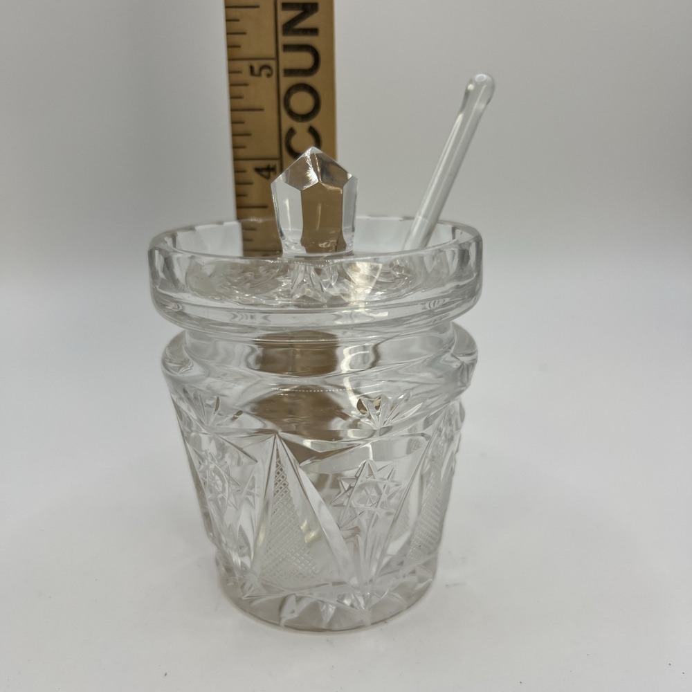Vintage Glass Mustard, Honey or Jam Condiment Jar with Lid And Spoon - Picture 2 of 8